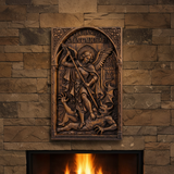 Hand-Carved Archangel Saint Michael Wood Wall Plaque | Catholic Home Decor | Christian Wall Art