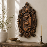 The Holy Family Sacred Hearts Triptych - Hand-Painted Wood Carving