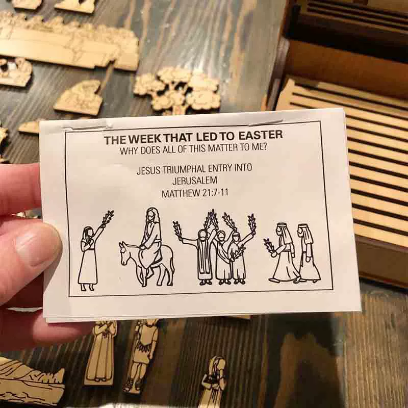 Crucifixion Scene Easter Wooden Book Gift