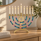 Hanukkah Menorah with Star of David – 9-Branch Candle Holder, Symbol of Faith, Hope & Miracles, Elegant Judaica Home Decor & Meaningful Jewish Gift