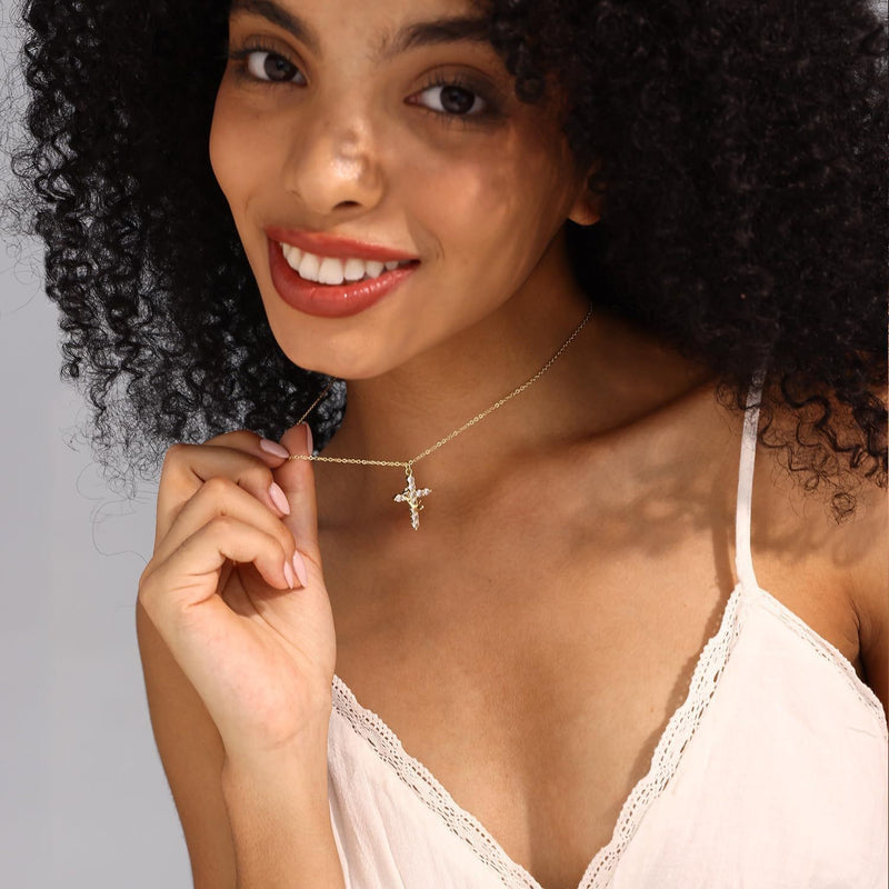 Cross and Diamond Crown Necklace
