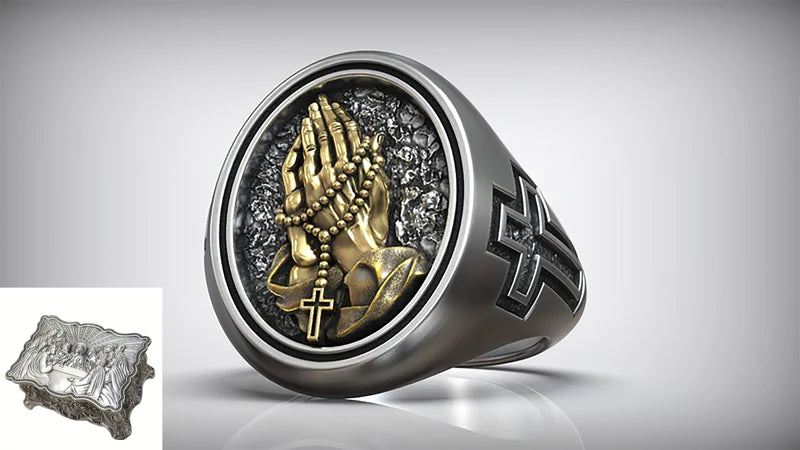 925K Sterling Silver Praying Hands Ring - Christian Symbol of Faith and Devotion