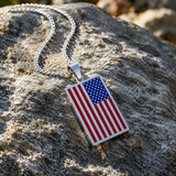 🇺🇸 American Flag Dog Tag Pendant Necklace