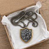 Two-Tone Armor of God Knight Shield Stainless Steel Necklace