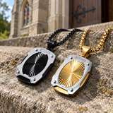 Radiant Shield Pendant Necklace – Titanium Steel Faith-Inspired Men's Necklac