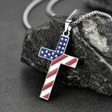 American Flag Cross Necklace