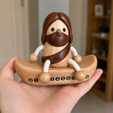 Handcrafted Jesus Car Display Number Plate Ornament, Made from Walnut and Beech Wood