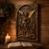 Hand-Carved Archangel Saint Michael Wood Wall Plaque | Catholic Home Decor | Christian Wall Art