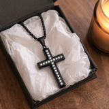 Minimalist Full Paved Cubic Zirconia Stainless Steel Cross Necklace