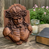 Jesus Crown of Thorns Beechwood Sculpture - Christian gift presentation
