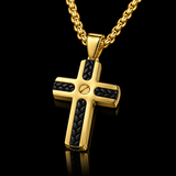 Braided Inlay Cross Necklace – Modern Christian Pendant for Men