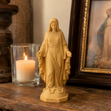Hand Carved Sacred Heart of Jesus Virgin Mary Wooden Tabletop Ornament