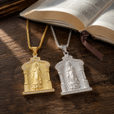 Our Lady of Guadalupe Temple‑Style Rhinestone Inlaid Stainless Steel Necklace