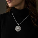 Virgin Mary Coin Necklace, 316L Titanium Steel Vintage Medal Pendant