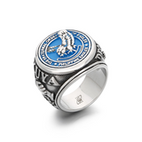 The Fraternal Order of Eagles Blue Enamel Signet Ring