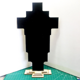 Vertical Solid Wood Carved Jesus Resurrection Cross