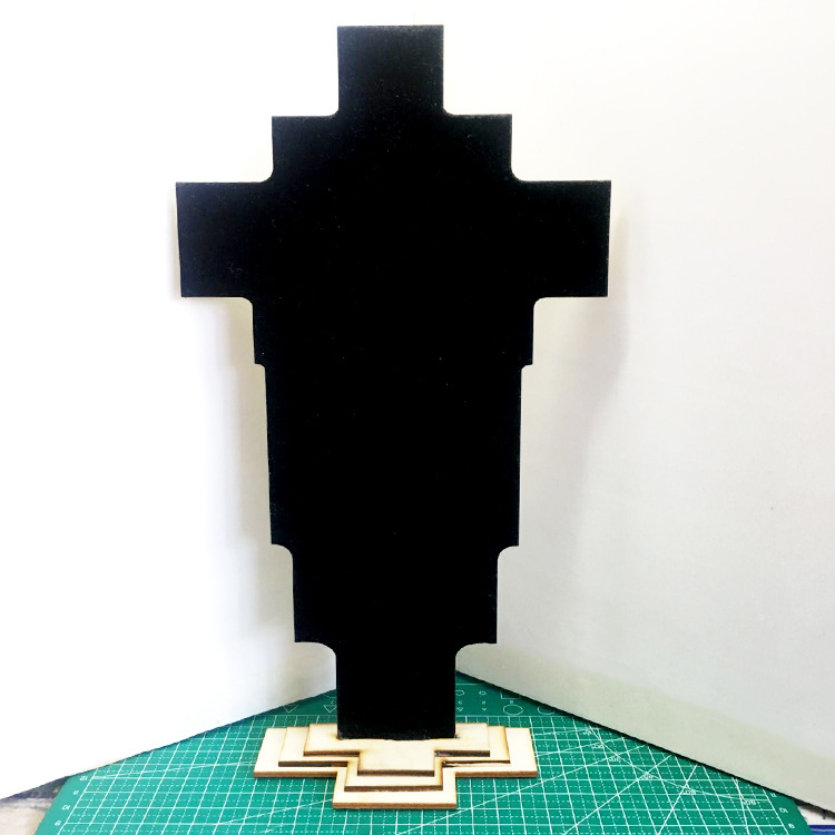 Vertical Solid Wood Carved Jesus Resurrection Cross
