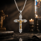 Titanium Steel Crucifix Necklace with Zircon