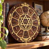 Hand-Carved Beechwood Israel Heritage Wall Plaque – Star of David & Tribal Symbols