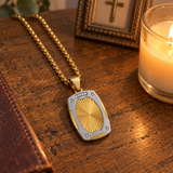 Radiant Shield Pendant Necklace – Titanium Steel Faith-Inspired Men's Necklac