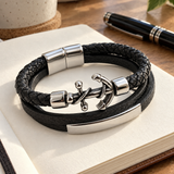 Anchor of Hope Double-Wrap Braided Leather Bracelet