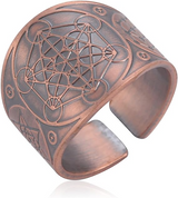 Amaxer Metatron’s Cube Ring for Men Stainless Steel Vintage Sacred Geometry Spiritual Protection Amulet Ring Statement Band for Men Women