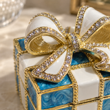 Elegant Blue & White Bow Keepsake Jewelry Box – A Timeless Gift of Love & Cherished Memories