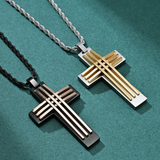 Modern Interwoven Stripe Cross Necklace – Bold Faith, Urban Style