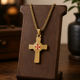 Knights Templar Celtic Knot Cross Necklace for Men, Red Enamel Templar Symbol Stainless Steel Pendant Product Parameters