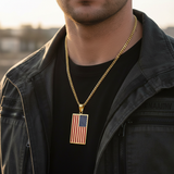 Gold Flag Pendant Worn Lifestyle