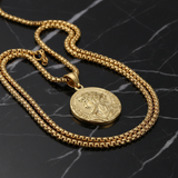 Gold Jesus Coin Pendant - Marble Flat Lay