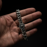 Hand holding spotlight lion head