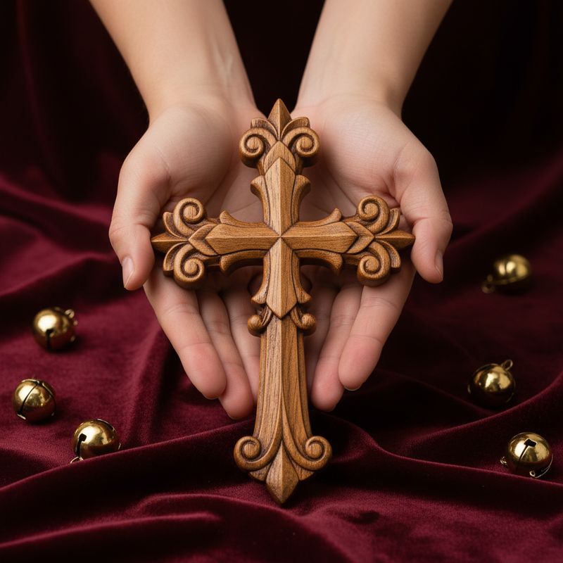 Ornate Wooden Cross - Carved from natural wood – BGCOPPER