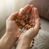 Held in hands during meditation