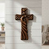 Holy Family on white shiplap wall