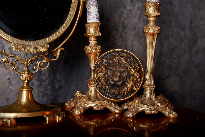 Carved Lion Head Wood Carving Wall Art