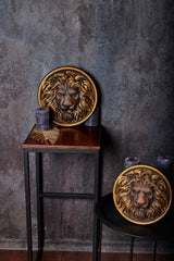 Carved Lion Head Wood Carving Wall Art