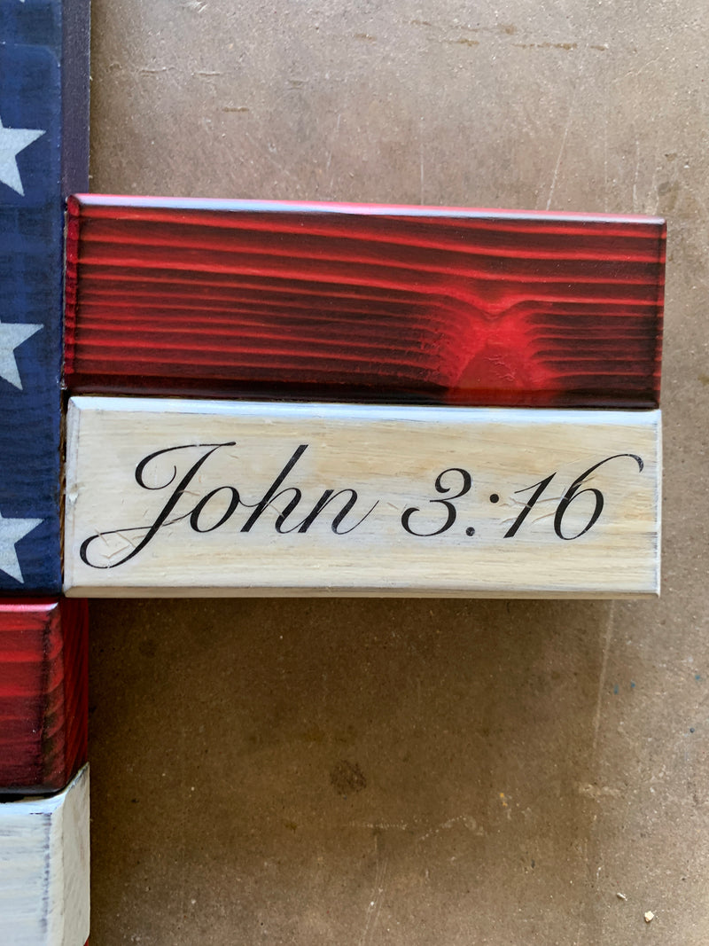 Large Wood USA Flag Cross, Christian wood cross, Patriotic wood flag cross, American flag cross, personalization available