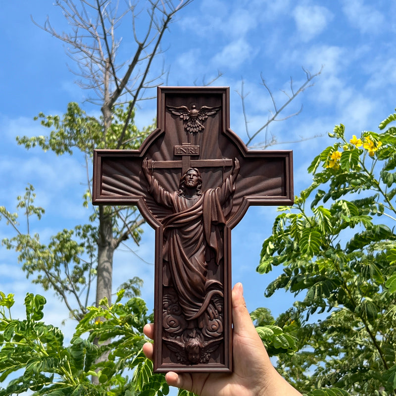 INRI Ascension  of Jesus wood carving cross —The best gifts for Easter