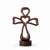 Love Cross Wooden Carving - Studio Closeup