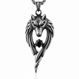 Macro wolf head wings black gem