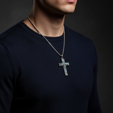 Male model dark - navy shirt Rembrandt lighting