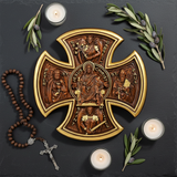 Maltese Cross - Flat Lay Rosary Olive Candles