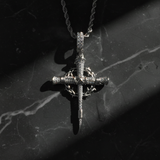 Nail Cross Necklace - Dark Marble Flat Lay