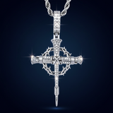 Nail Cross Necklace - Navy Blue Gradient