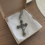 Hand-Wrapped Antique Copper Cross Necklace – Christian Faith Pendant