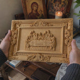 Hand-Carved Boxwood Last Supper Wall Art – Jesus & 12 Apostles Christian Relief Sculpture