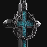 Crown of Thorns Turquoise Cross Necklace – Christian Faith Pendant with 24″ Chain