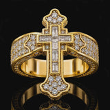 Christian Cross Statement Ring with 5A+ Cubic Zirconia – Silver & 14K Gold Plated - product video preview 4