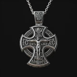 Double-Sided Silver Crucifix and St. Michael Pendant